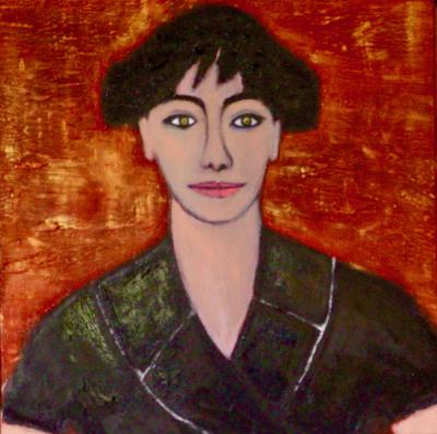 photographie “Couverte 60x60 n° 135, portrait de Mlle D., huile sur toile, Plieux, atelier, samedi 17 avril 2025” par Renaud Camus — www.renaud-camus.net — portrait, portrait de Mlle D., Mlle D., Deraï, huile sur toile, couverte, couverte 60x60, couverte 60x60 n° 135, 17 avril 2025