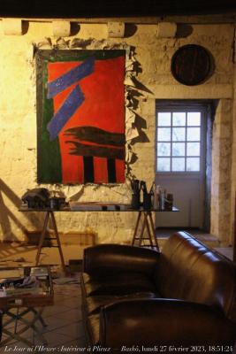 photographie “Le Jour ni l’Heure 4189 : Intérieur à Plieux — Bashô, lundi 27 février 2023, 18:51:24” par Renaud Camus — www.renaud-camus.net — Plieux, Intérieur à Plieux, Gers, Gascogne, Bashô, tableau, peinture