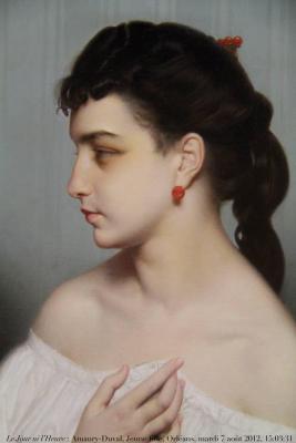 photographie “Le Jour ni l’Heure 6651 : Amaury-Duval, 1808-1885, Tête de jeune fille, 1869, musée des Beaux-Arts d’Orléans, Loiret, région Centre, mardi 7 août 2012, 15:03:31” par Renaud Camus — www.renaud-camus.net — tableau, painting, maid, fille, girl, jeune femme, young lady, portrait