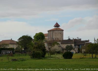 photographie “Le Jour ni l’Heure 4238 : Bouloc-en-Quercy, église de la Transfiguration, XIIe s., Tarn-et-Garonne, mercredi 3 avril 3024, 16:45:34” par Renaud Camus — www.renaud-camus.net — Bouloc, Bouloc-en-Quercy, église, Transfiguration, église de la Transfiguration, Saint-Sauveur, roman, romane, romanesque, Quercy roman, Lauzerte