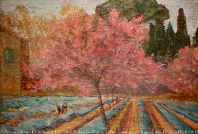 photographie “Le Jour ni l’Heure 6846 : Louis Bausil, 1875-1945, Pêchers en fleurs, s. d., Perpignan, musée Rigaud, dimanche 12 mai 2024, 16:08:12” par Renaud Camus — www.renaud-camus.net — Bausil, Louis Bausil, Pêchers en fleurs, Perpignan, musée, musée Hyacinthe Rigaud, Camus