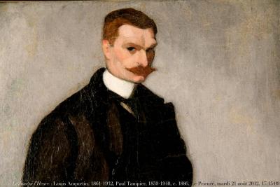 photographie “Le Jour ni l’Heure 9280 : Louis Anquetin, 1861-1932, portrait de Paul Tampier, 1859-1941, son camarade à l’atelier de Cormon, c. 1886, dét., Le Prieuré, Saint-Germain-en-Laye, Yvelines, mardi 21 août 2012, 17:15:09” par Renaud Camus — www.renaud-camus.net — portrait, homme, man, roux, redhead, moustache, mustache, peintre, painter, artiste, artist, Cormon, atelier de Cormon