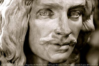 photographie “Le Jour ni l’Heure 6434 : buste, 1781, de Jean-Baptiste Poquelin, dit Molière, 1622-1673, par Jean-Baptiste Houdon, 1741-1828, musée des Beaux-Arts d’Orléans, Loiret, mardi 25 juin 2013, 12:27:24” par Renaud Camus — www.renaud-camus.net — écrivain, writer, dramaturge, auteur dramatique, sculpture, statue