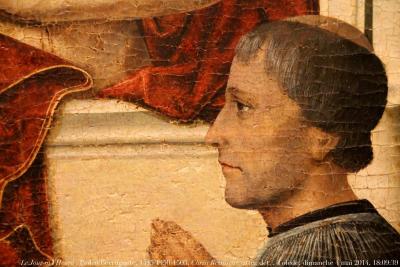 photographie “Le Jour ni l’Heure 3584 : Pedro Berruguete, 1445/1450-1503, Christ ressuscité, attr. à, c. 1495-1500, dét., donateur orant, sacristie de la cathédrale de Tolède, Castile, Espagne, dimanche 4 mai 2014, 18:09:39” par Renaud Camus — www.renaud-camus.net — tableau, painting, peinture, huile sur bois, Espagne, Spain, Espanha, Berruguete, Pedro Berruguete, Renaissance, Résurrection, Résurrection du Christ, donateur, donator, orant, homme, man, profil, profile