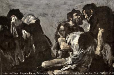 photographie “Le Jour ni l’Heure 9671 : Eugenio Lucas y Velazquez, 1817-1870, La Victime, c. 1850 (?) (jadis attribué à Goya), musée des Beaux-Arts de Besançon, dimanche 20 février 2022, 12:25:47” par Renaud Camus — www.renaud-camus.net — Lucas y Velazquez, Lucas, Eugenio Lucas y Velazquez, Eugenio Lucas, Goya, Velazquez, Victime, La Victime, rixe, déposition, blessé, mort, Besançon, musée des Beaux-Arts de Besançon, Doubs, Franche-Comté