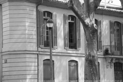 photographie “Le Jour ni l’Heure 7702 : La Vie comme à Nîmes, Gard — belle maison du quai de la Fontaine, c. 1830, samedi 23 avril 2016, 11:47:45” par Renaud Camus — www.renaud-camus.net — Nîmes, Gard, Langudoc-Roussillon, Languedoc-Roussillon, quai de la Fontaine, maison, hôtel, Restauration, Charles X, Louis-Philippe, 23 avril 2016