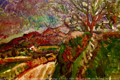 photographie “Le Jour ni l\'Heure 6170 : Pinchus Krémègne, 1890-1981, Paysage de Céret (vu du Castellas), c. 1920, Céret, musée d’Art moderne de Céret, Pyrénées-Orientales, samedi 11 mai 2024, 15:54:11” par Renaud Camus — www.renaud-camus.net — Krémègne, Pinchus Krémègne, Pinkus Krémègne, Céret, Paysage de Céret, paysage, landscape, Castellas, tableau, peinture, peintre, painter, Vallespir, Pyrénées-Orientales, Roussillon, Pierre Brune