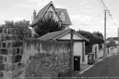 photographie “Le Jour ni l’Heure 0552 : La Vie comme à Veneux-Les Sablons  (rue Berthelot) — Seine-&-Marne, Île-de-France, mercredi 29 août 2012, 17:55:35” par Renaud Camus — www.renaud-camus.net — paysage, landscape, rue, street, banlieue, suburbs, pavillon