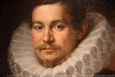photographie “Le Jour ni l’Heure 6513 : anonyme, école italienne (? ou école flamande ?), , portrait d’homme, musée des Beaux-Arts d’Orléans, Loiret, mardi 25 juin 2013, 14:13:49” par Renaud Camus — www.renaud-camus.net — tableau, painting, man, fraise, italian school