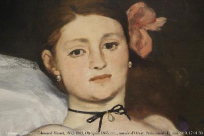 photographie “Le Jour ni l’Heure 6781 : Édouard Manet, 1832-1883, Olympia, 1863, dét., musée d’Orsay, Paris, mardi 12 mai 2019, 17:01:50” par Renaud Camus — www.renaud-camus.net — Manet, Édouard Manet, Olympia, Paris, Orsay, musée d’Orsay, 1863, femme, visage, 12 mai 2019