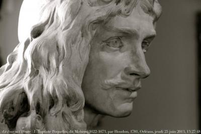 photographie “Le Jour ni l’Heure 6436 : buste, 1781, de Jean-Baptiste Poquelin, dit Molière, 1622-1673, par Jean-Antoine Houdon, 1741-1828, musée des Beaux-Arts d’Orléans, Loiret, jeudi 25 juin 2013, 13:27:48” par Renaud Camus — www.renaud-camus.net — sculpture, statue, écrivain, writer, dramaturge, auteur dramatique, théâtre