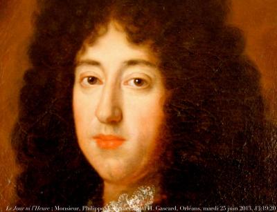 photographie “Le Jour ni l’Heure 6411 : portrait de “Monsieur” — Philippe de France, duc d’Orléans, 1640-1701, dét., atelier d’Henri Gascard, 1635-1701, musée des Beaux-Arts d’Orléans, Loiret, mardi 25 juin 2013, 13:19:20” par Renaud Camus — www.renaud-camus.net — duc d’Orléans, perruque