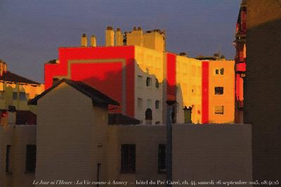 photographie “Le Jour ni l’Heure 0851 : La Vie comme à Annecy — hôtel du Pré Carré, ch. 44, samedi 26 septembre 2015, 08:41:25” par Renaud Camus — www.renaud-camus.net — Annecy, Haute-Savoie, La Vie comme à Annecy, chambre d'hôtel, hôtel Pré Carré, traité, traitée, pictorialisme, 26 septembre 2015